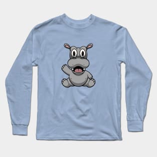 Cute Hippo Smiling Long Sleeve T-Shirt